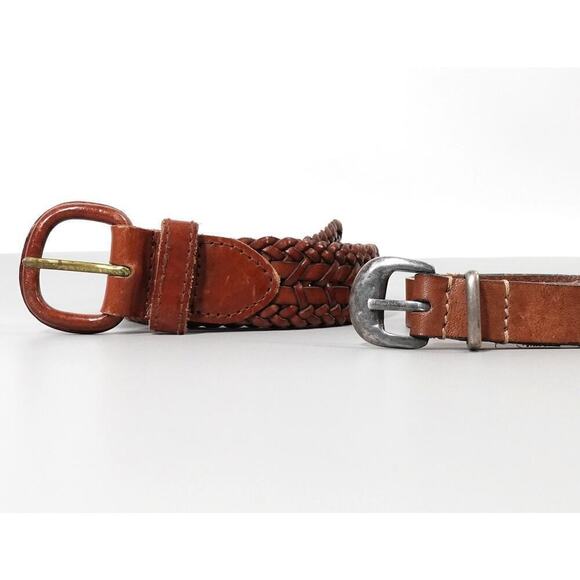2 Leather Belt Talbot Chicos Womens Size Small Brown Plaited Skinny Bundle - Picture 2 of 15